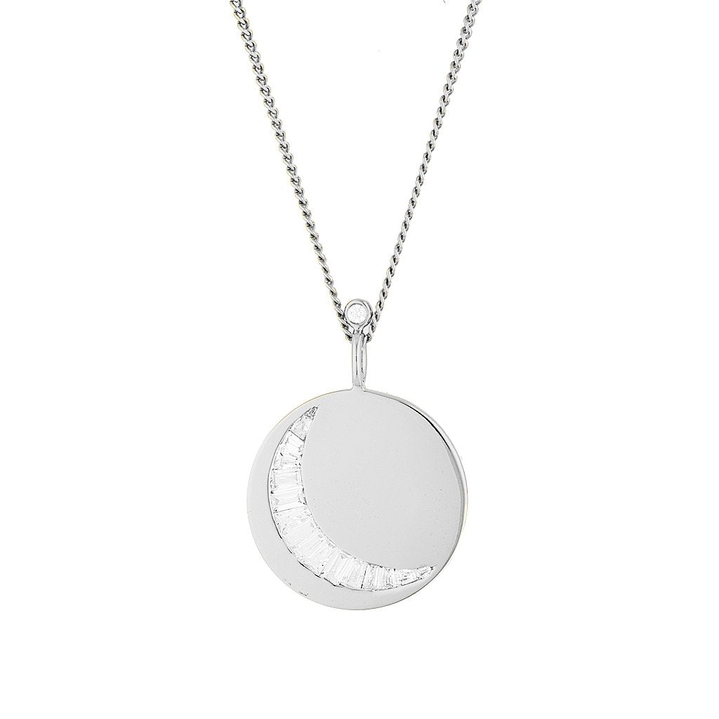 LUNAR PENDANT- Gold — White Gold / Yellow Gold / Gold Plated / Sterling Silver, Diamond / Cubic Zirconia