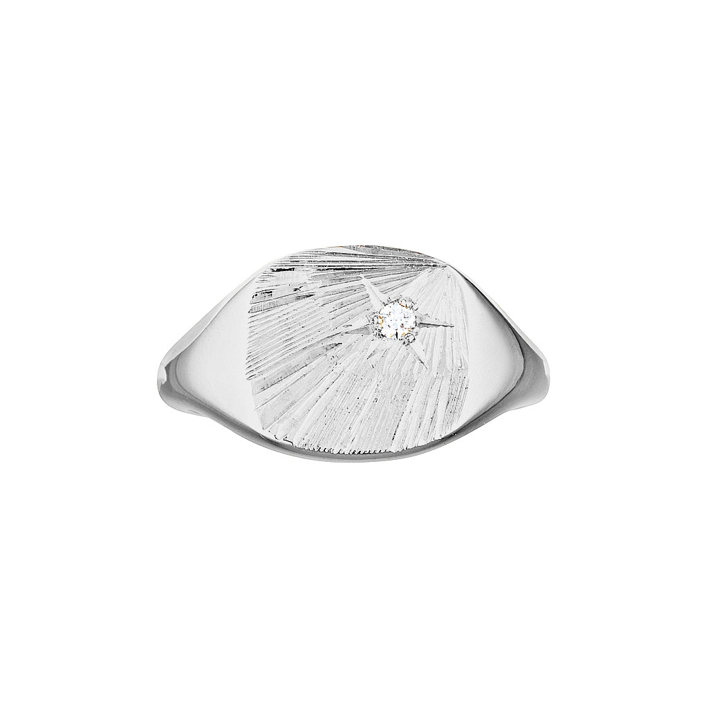 HARLOW SIGNET RING — White Gold / Yellow Gold / Sterling Silver, Diamond