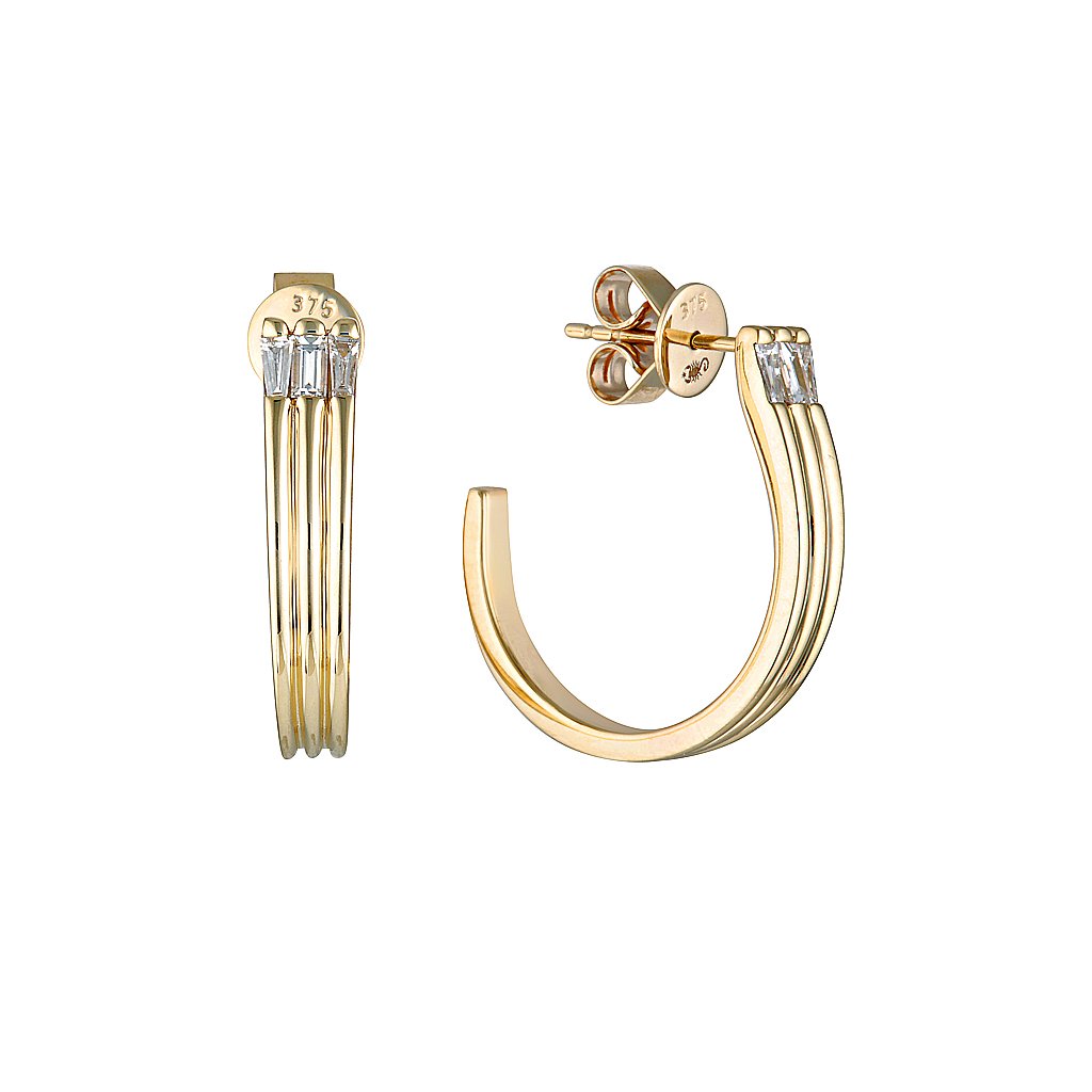 TRINITY HOOPS — White Gold / Yellow Gold / Sterling Silver, Diamond / Sapphire