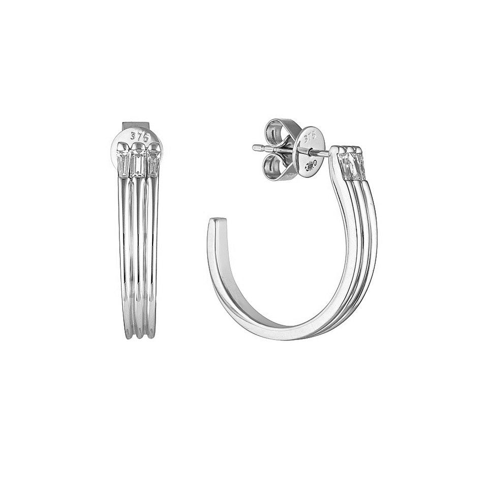 TRINITY HOOPS — White Gold / Yellow Gold / Sterling Silver, Diamond / Sapphire
