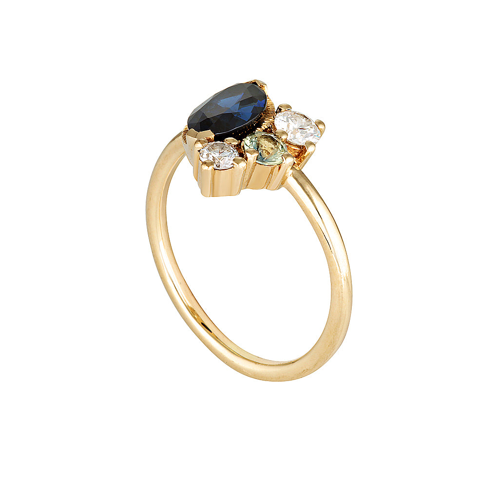 MEEKA RING — Yellow Gold, Diamond / Sapphire