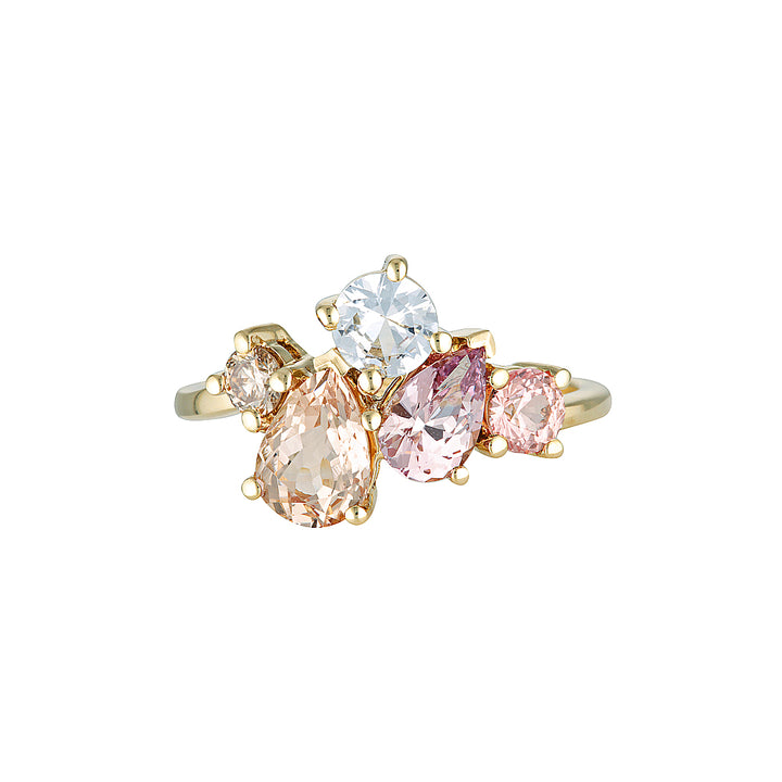 PHOEBE CLUSTER RING — Yellow Gold, Diamond / Morganite