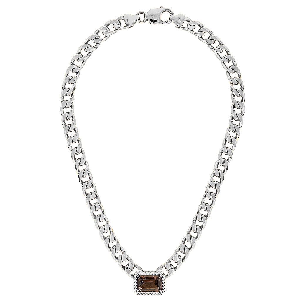PARIS CHAIN NECKLACE — Gold Plated / Sterling Silver, Cubic Zirconia / Quartz