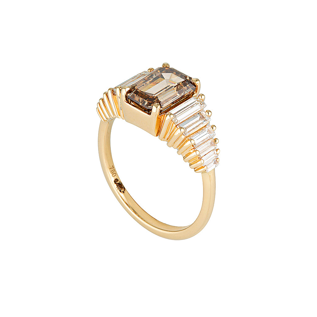 SUMMER ENGAGEMENT RING - Champagne Diamond — White Gold / Yellow Gold, Diamond