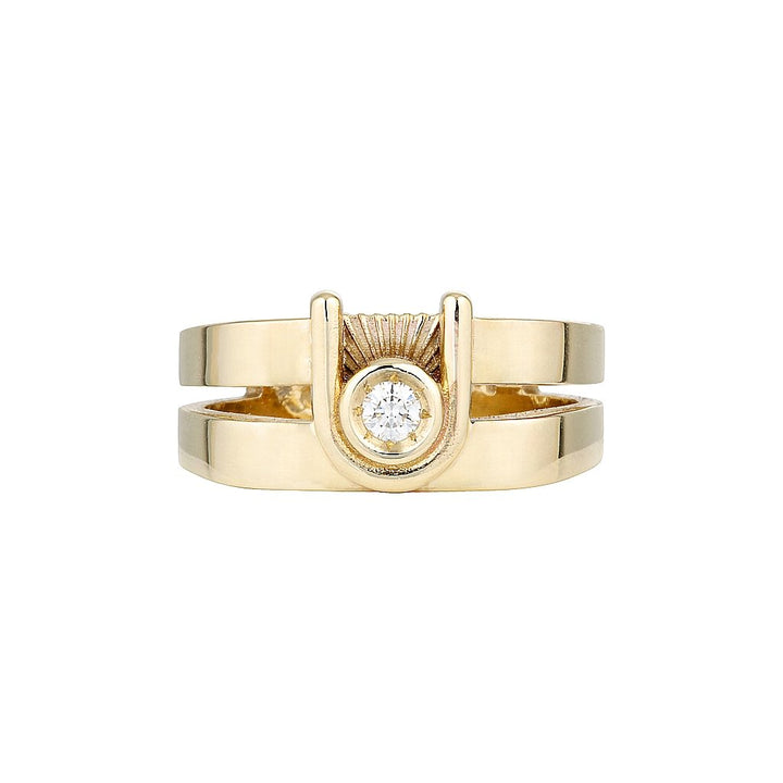 ZIGGY OPEN SIGNET RING- Yellow & White Gold — White Gold / Yellow Gold, Diamond