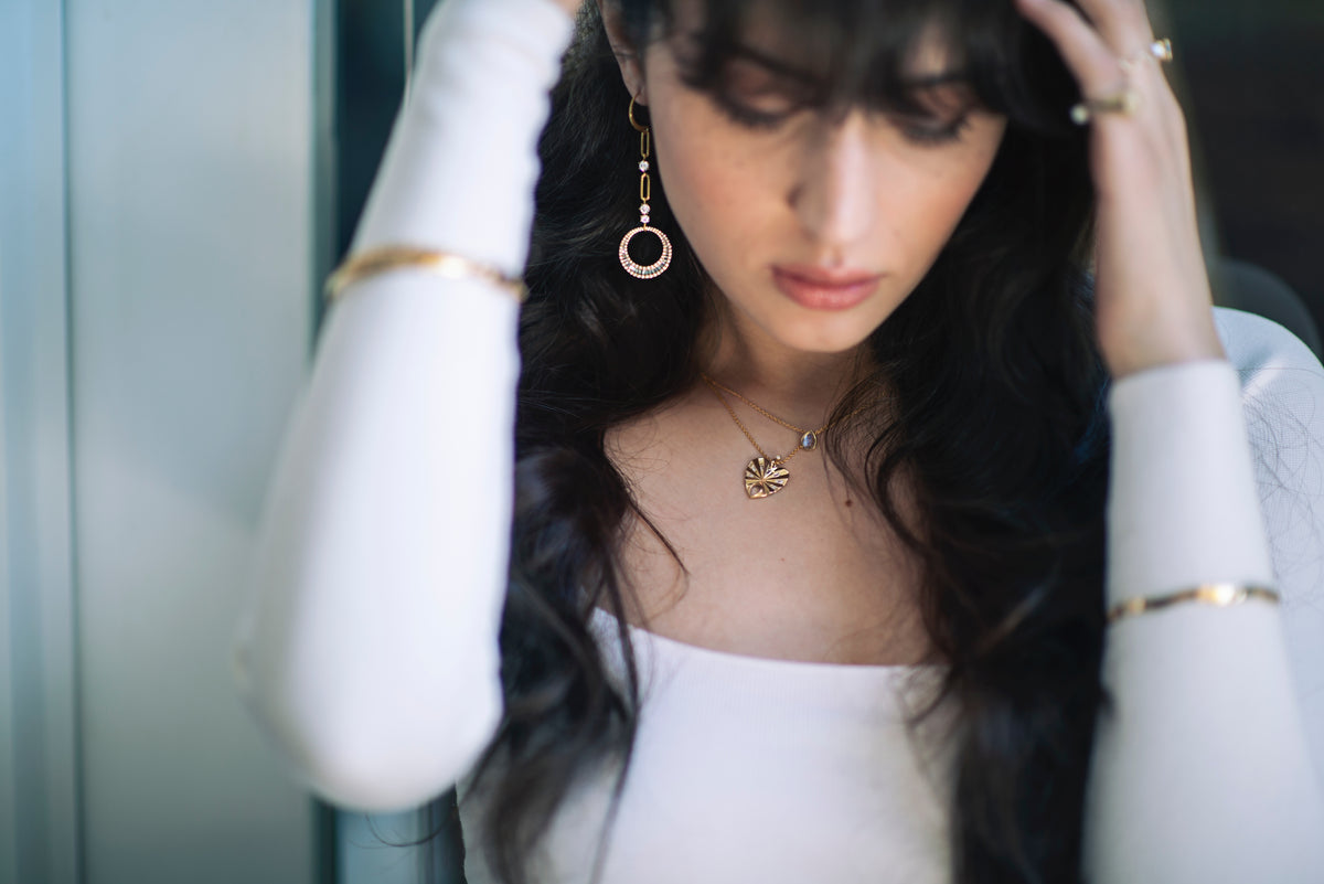 BEST FRIEND PENDANT — White Gold / Yellow Gold / Sterling Silver, Cubic Zirconia / Moonstone