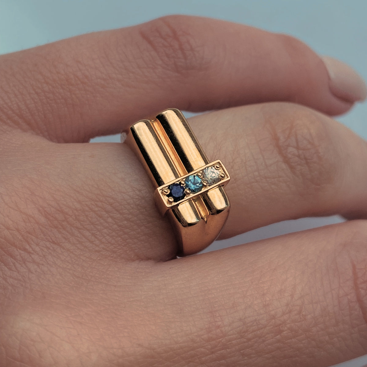 ANDY SIGNET RING (final payment) — Yellow Gold, Diamond / Sapphire