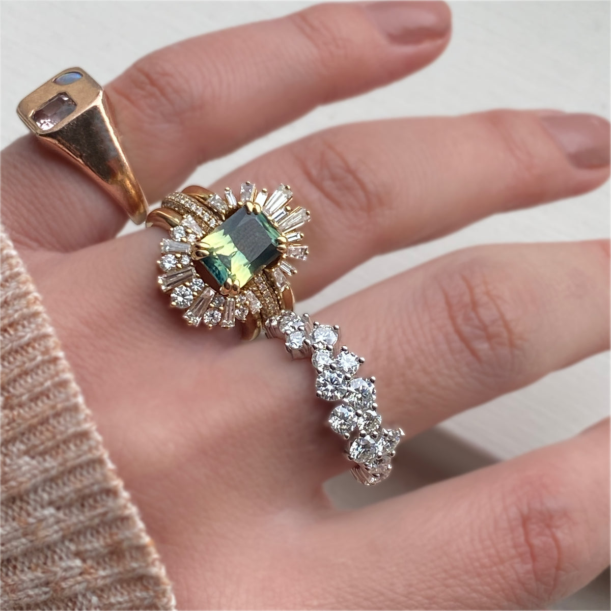 CONSTELLATION RING -MOISSANITE — Sterling Silver, Diamond / Moissanite