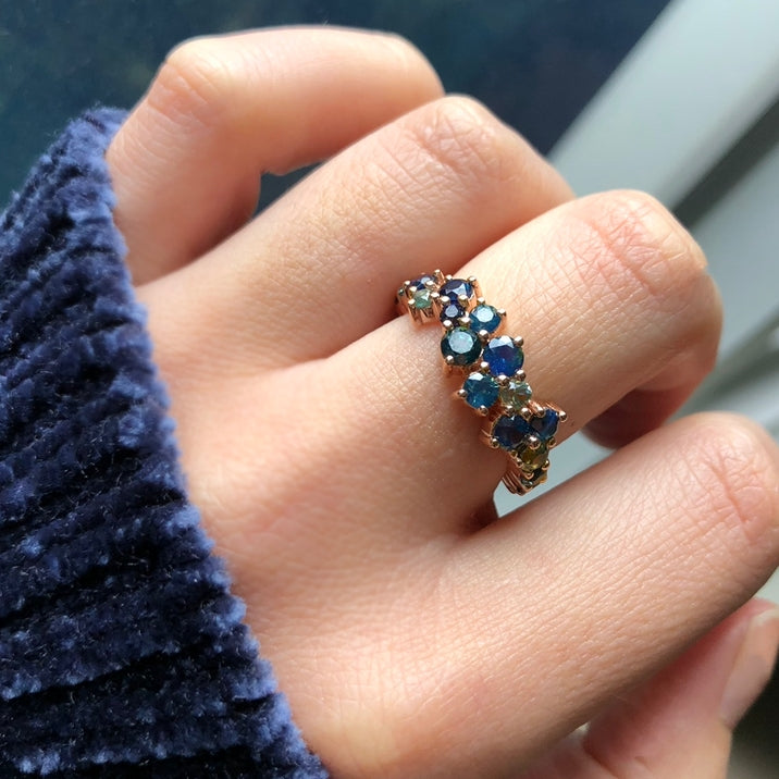 CONSTELLATION RING- SAPPHIRE — Rose Gold / White Gold, Diamond / Sapphire