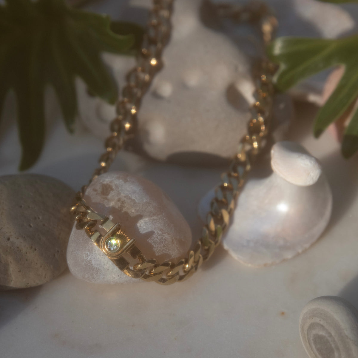ELVIE CHAIN NECKLACE — Gold Plated / Sterling Silver, Sapphire