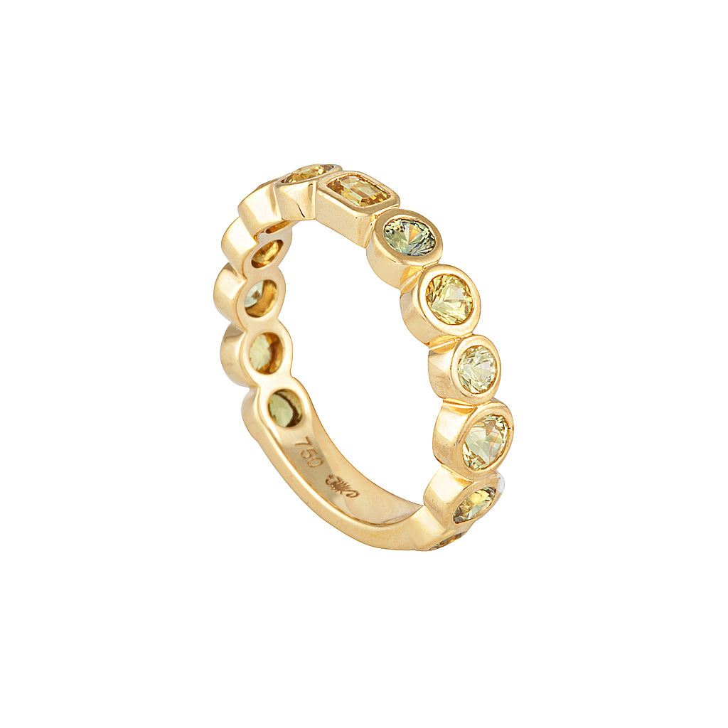 GOLDEN BUBBLE RING — Yellow Gold, Sapphire / Emerald