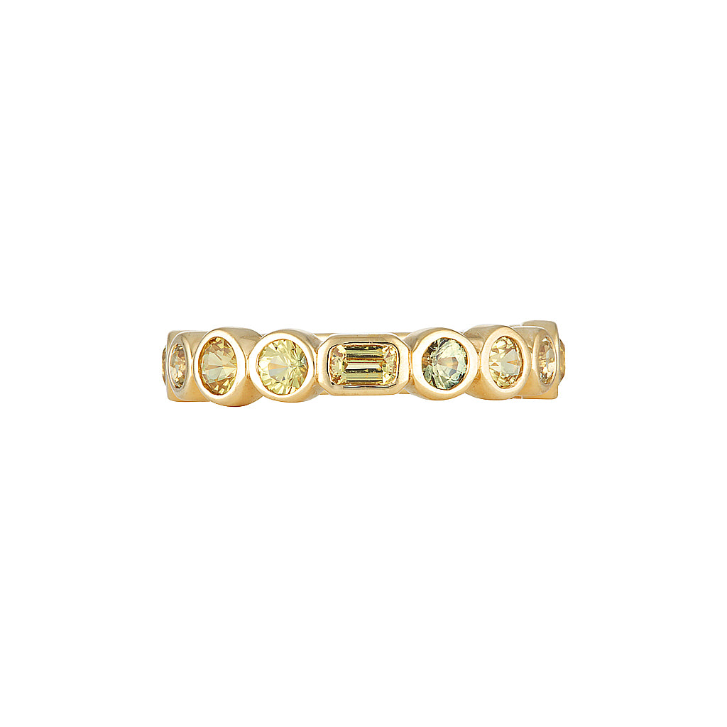 GOLDEN BUBBLE RING — Yellow Gold, Sapphire / Emerald