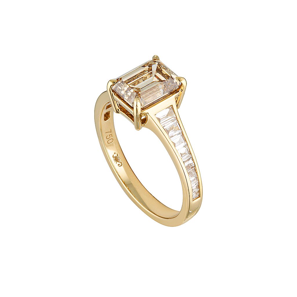 EMPIRE RING — White Gold / Yellow Gold / Platinum, Diamond / Emerald