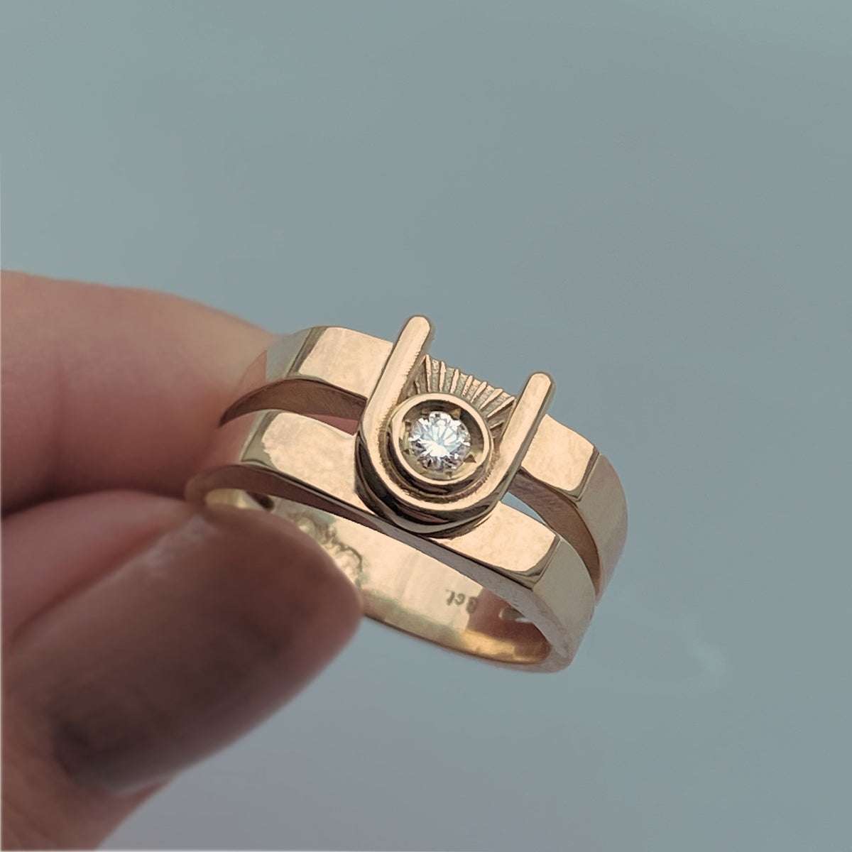 ZIGGY OPEN SIGNET RING- Yellow & White Gold — White Gold / Yellow Gold, Diamond