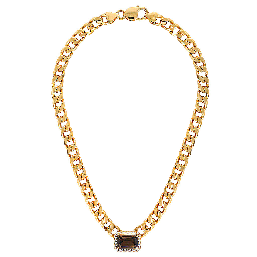 PARIS CHAIN NECKLACE — Gold Plated / Sterling Silver, Cubic Zirconia / Quartz