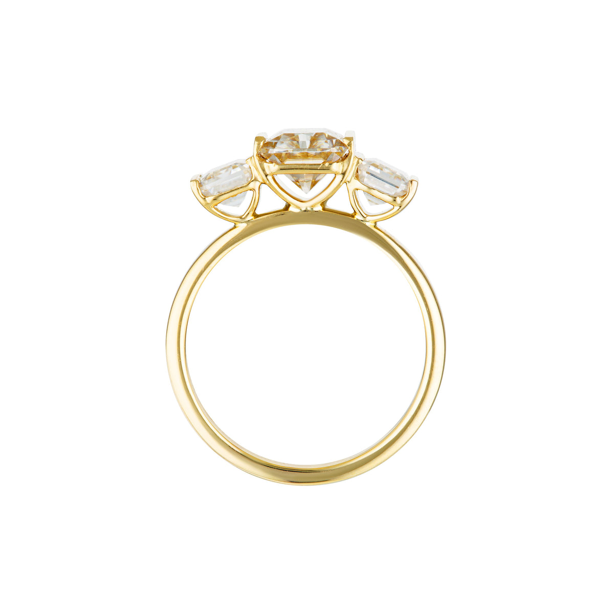 BAUHAUS TRILOGY RING — White Gold / Yellow Gold, Diamond / Moissanite / Emerald