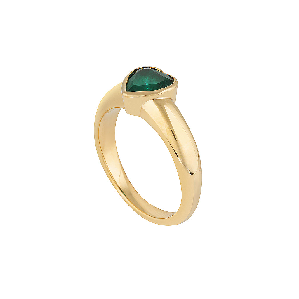 LOVE HEART EYES RING — White Gold / Yellow Gold / Sterling Silver, Emerald / Citrine
