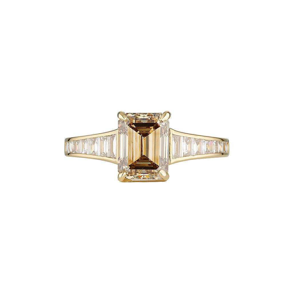 EMPIRE RING — White Gold / Yellow Gold / Platinum, Diamond / Emerald