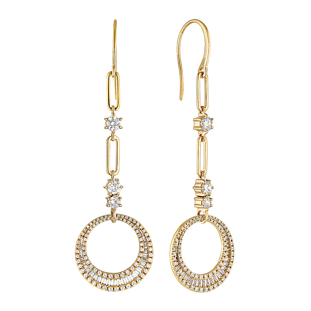 SAMANTHA DROP EARRINGS — Gold Plated / Sterling Silver, Cubic Zirconia