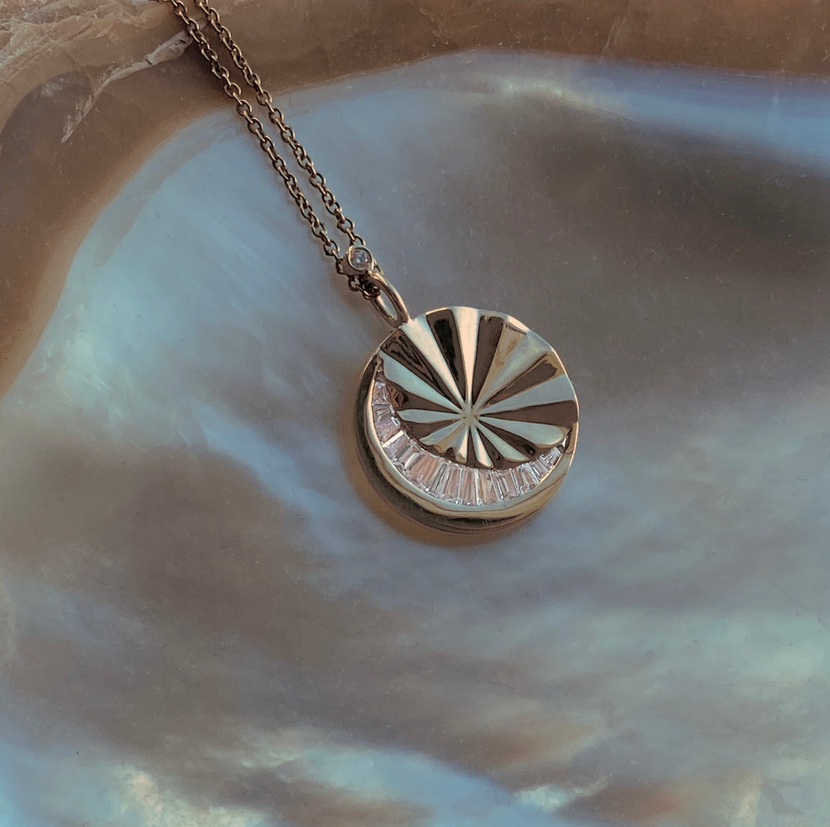 LUNAR PENDANT Limited Edition — White Gold / Yellow Gold / Sterling Silver, Diamond / Sapphire