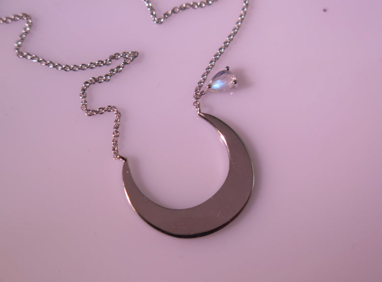 LUNA NECKLACE — Sterling Silver, Moonstone