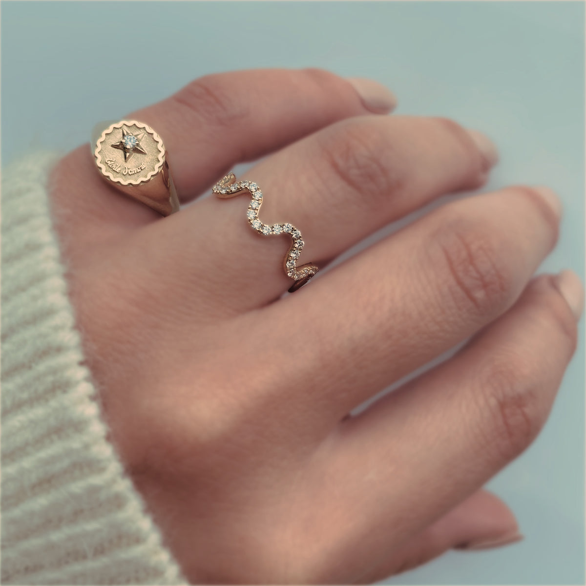 MELODY RING — Yellow Gold / Sterling Silver, Diamond / Sapphire