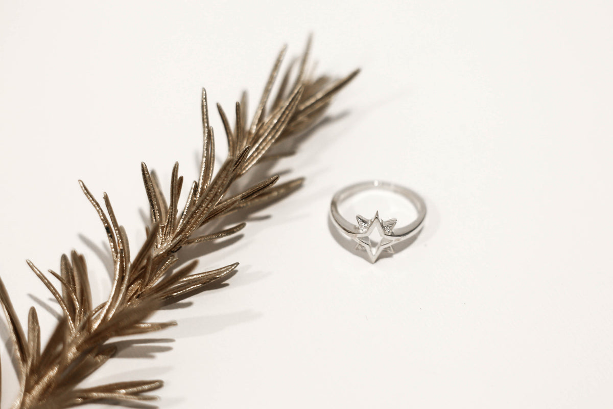 NORTH STAR RING — Sterling Silver, Cubic Zirconia