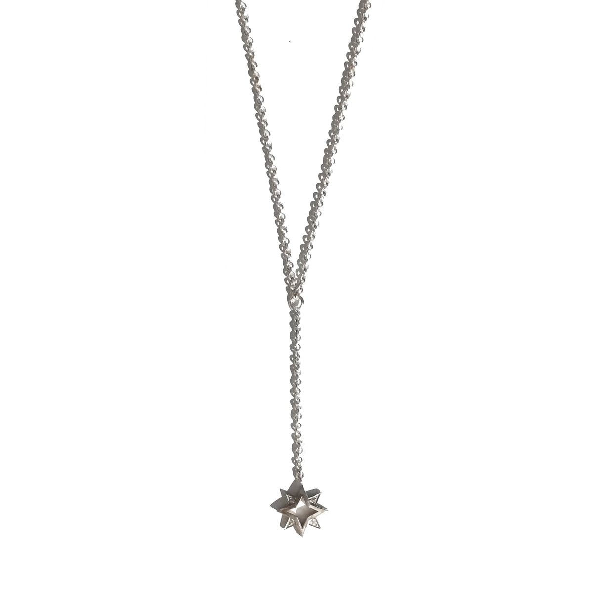 NORTH STAR Y NECKLACE — Sterling Silver, Cubic Zirconia