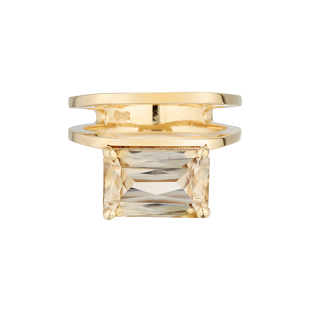 ZIGGY OPEN RING — Yellow Gold, Zircon