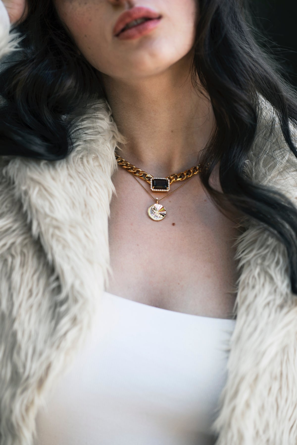PARIS CHAIN NECKLACE — Gold Plated / Sterling Silver, Cubic Zirconia / Quartz