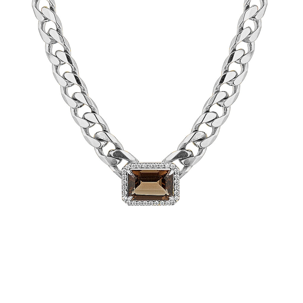 PARIS CHAIN NECKLACE — Gold Plated / Sterling Silver, Cubic Zirconia / Quartz