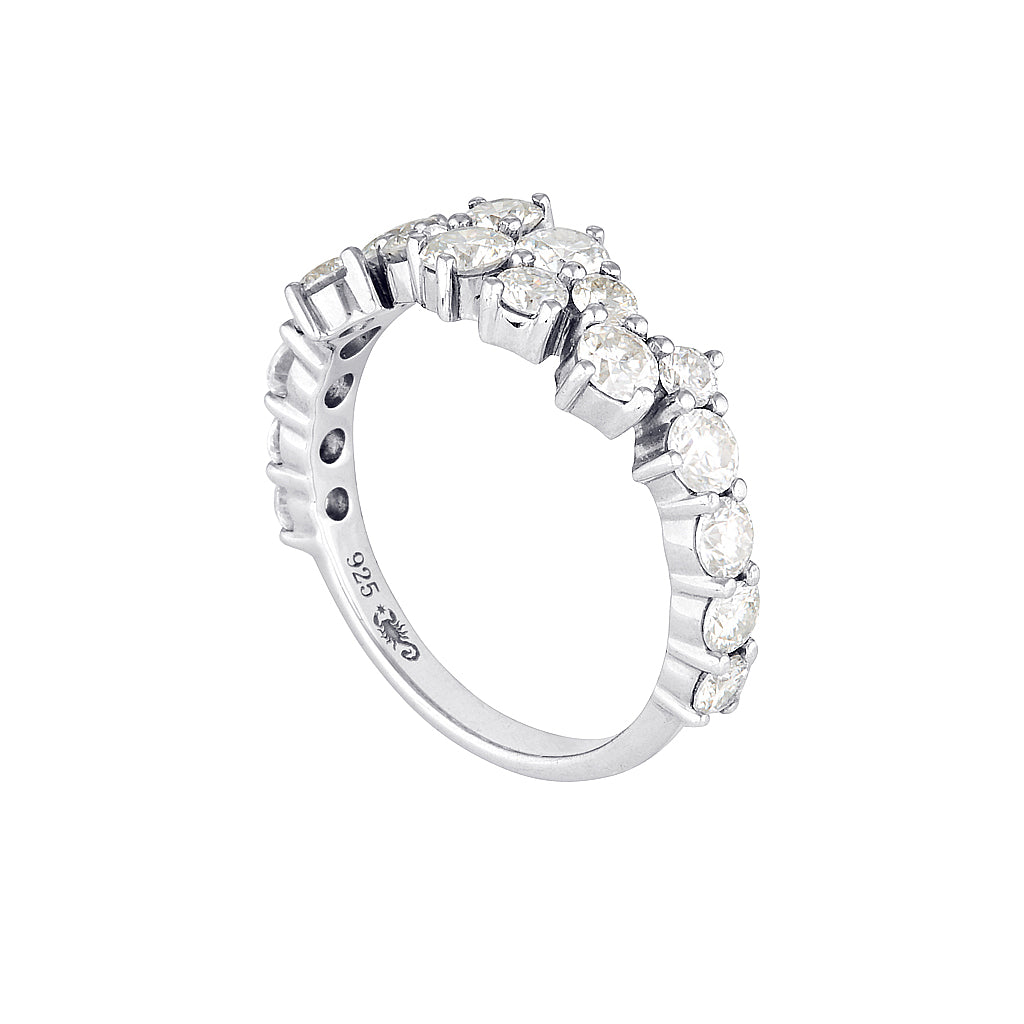CONSTELLATION RING -MOISSANITE — Sterling Silver, Diamond / Moissanite