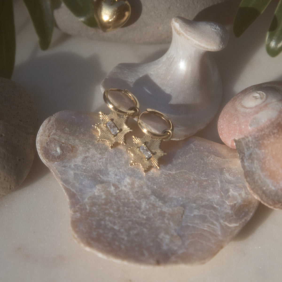STARDUST HUGGIES- Yellow & White Gold — White Gold / Yellow Gold / Gold Plated / Sterling Silver, Diamond / Sapphire