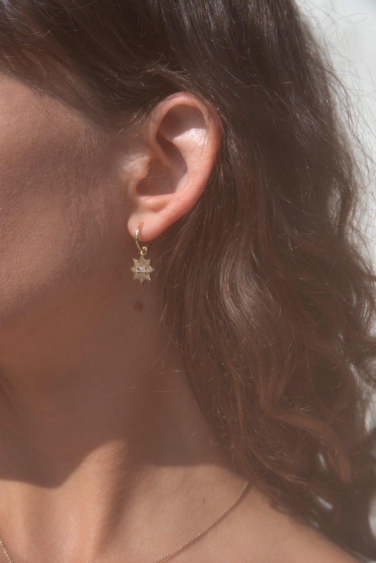 STARDUST HUGGIES- Yellow & White Gold — White Gold / Yellow Gold / Gold Plated / Sterling Silver, Diamond / Sapphire
