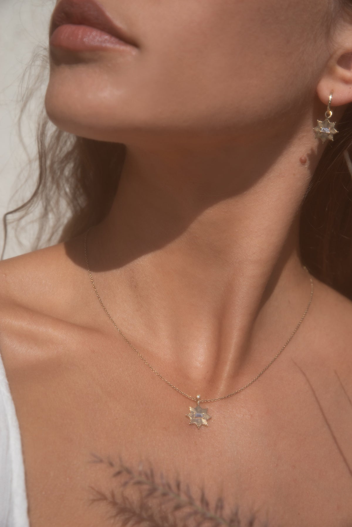 STARDUST HUGGIES- Yellow & White Gold — White Gold / Yellow Gold / Gold Plated / Sterling Silver, Diamond / Sapphire