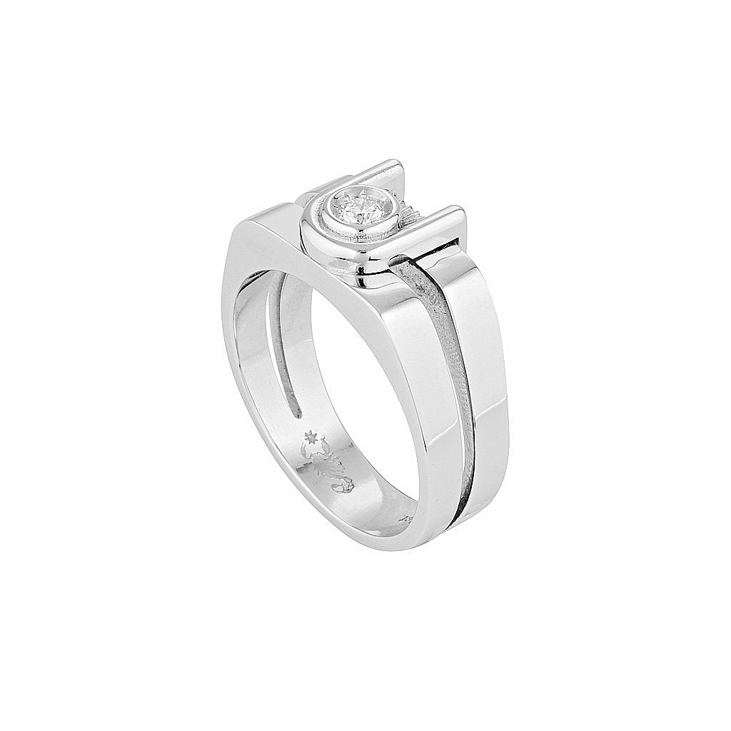 Open Signet Ring ZIGGY OPEN SIGNET RING- Silver– White November