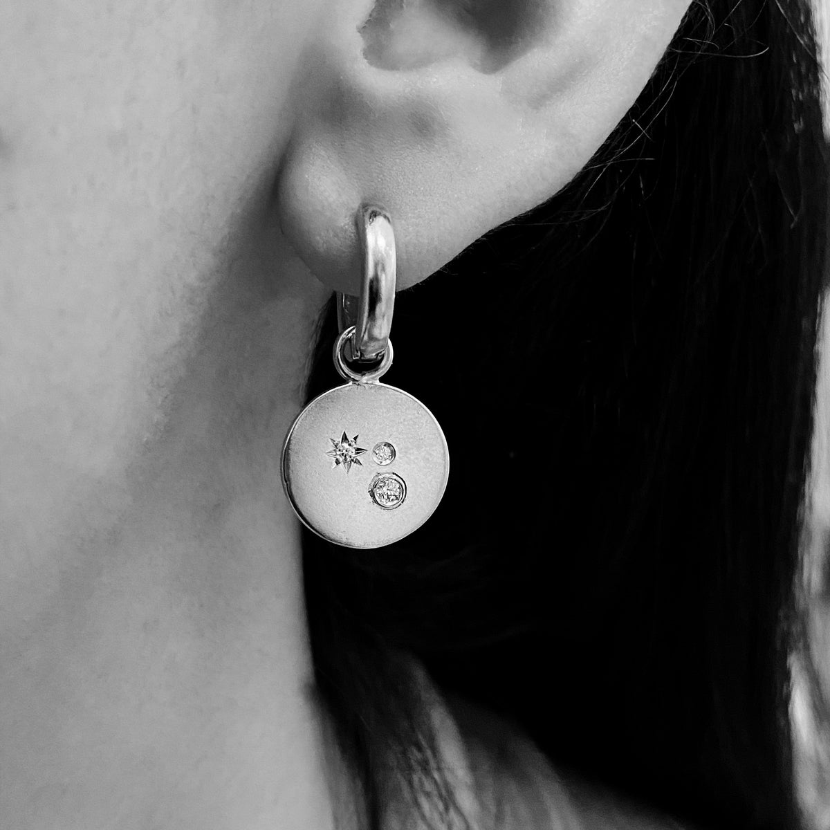 STEVIE HOOP - Yellow & White Gold — White Gold / Yellow Gold / Gold Plated, Diamond / Sapphire