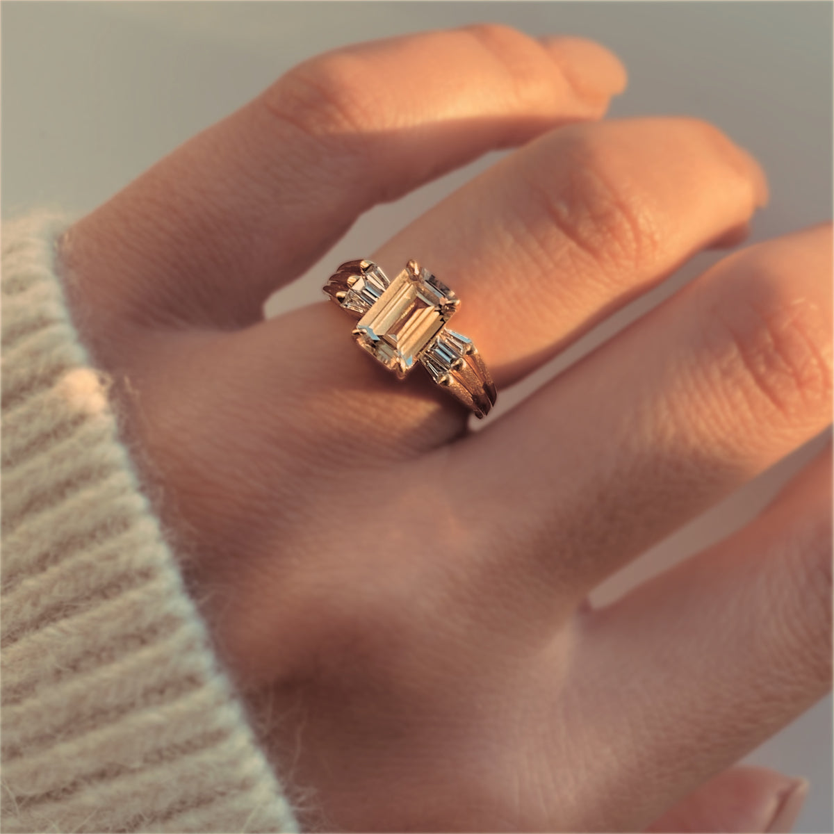 TRINITY ENGAGEMENT RING — White Gold / Yellow Gold, Diamond / Zircon