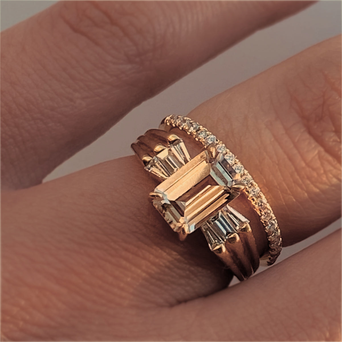 TRINITY ENGAGEMENT RING — White Gold / Yellow Gold, Diamond / Zircon