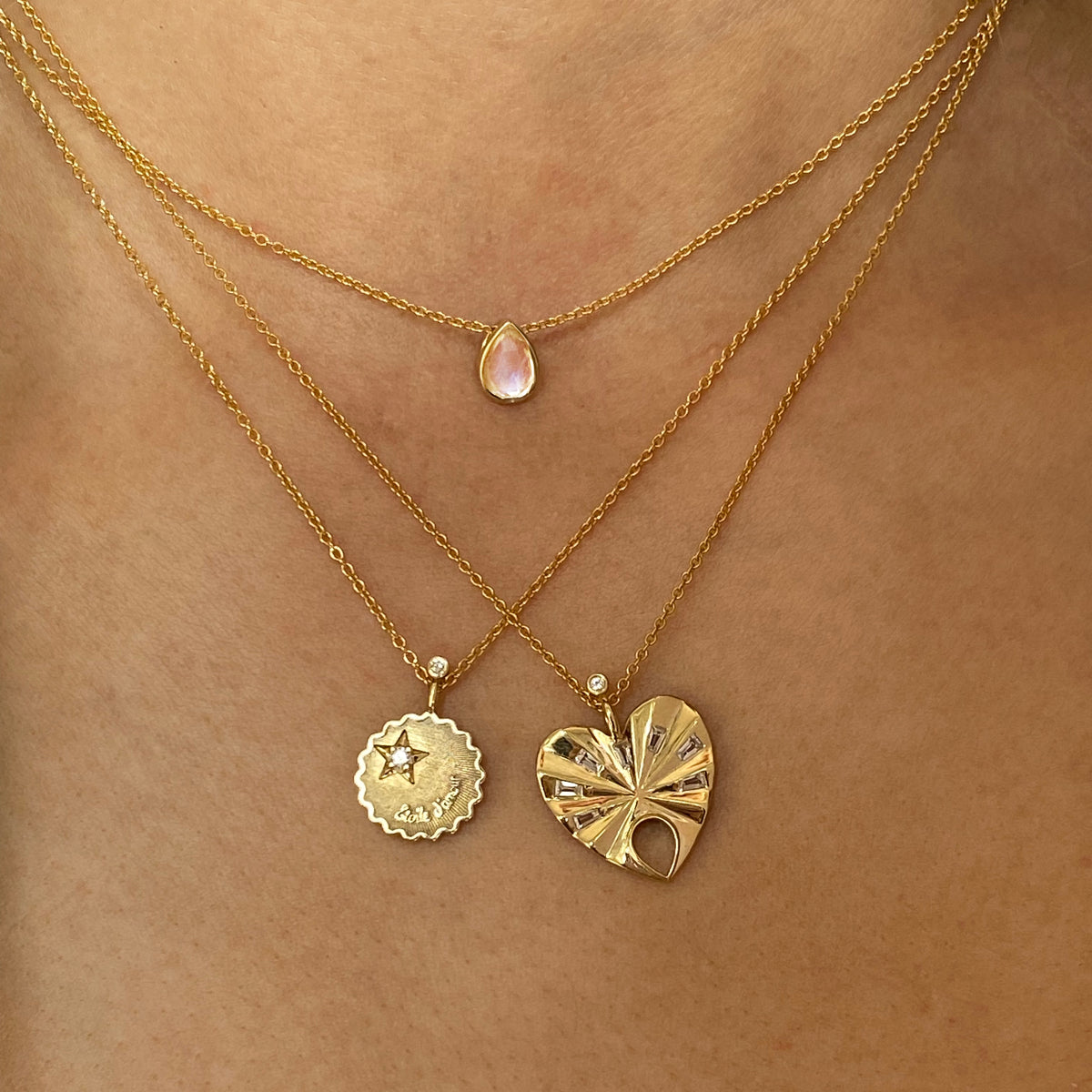 BEST FRIEND PENDANT — White Gold / Yellow Gold / Sterling Silver, Cubic Zirconia / Moonstone